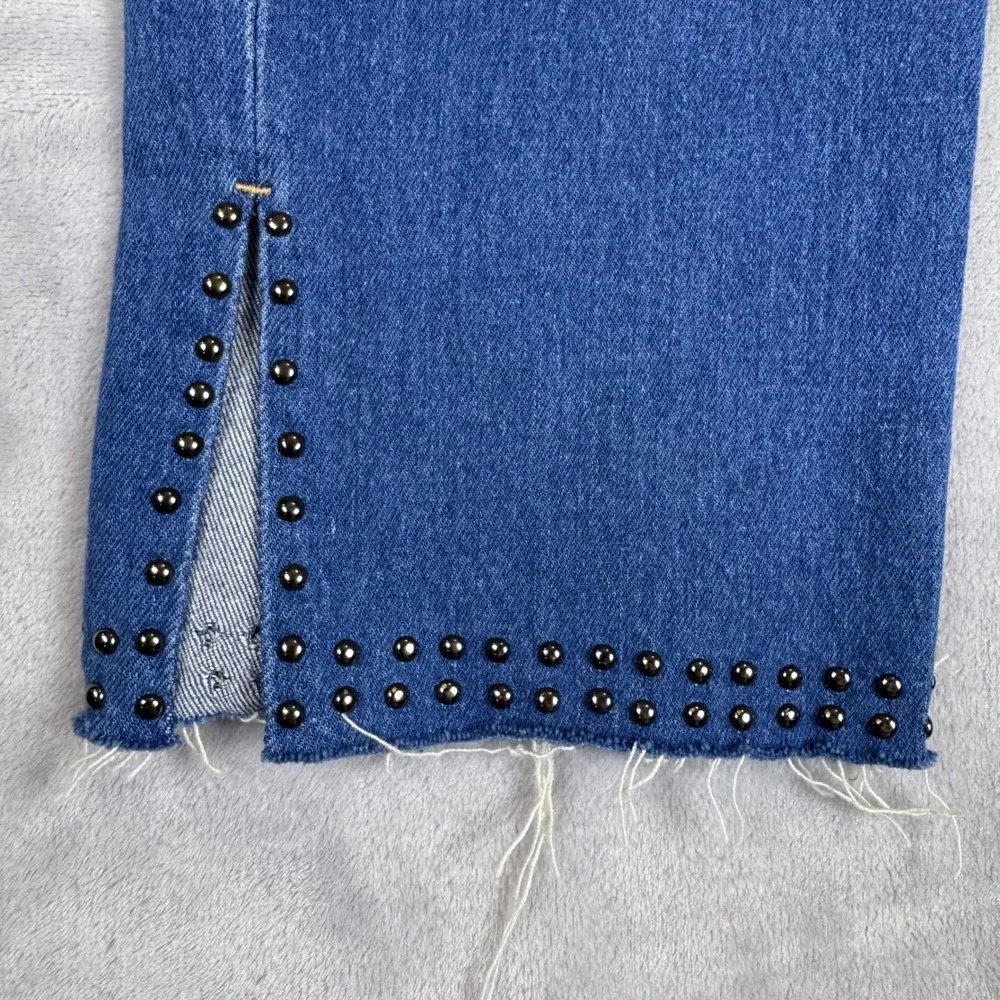 FRAME Denim Le High Straight Studded‎ Hem Jeans Womens Size 32 Raw Hem